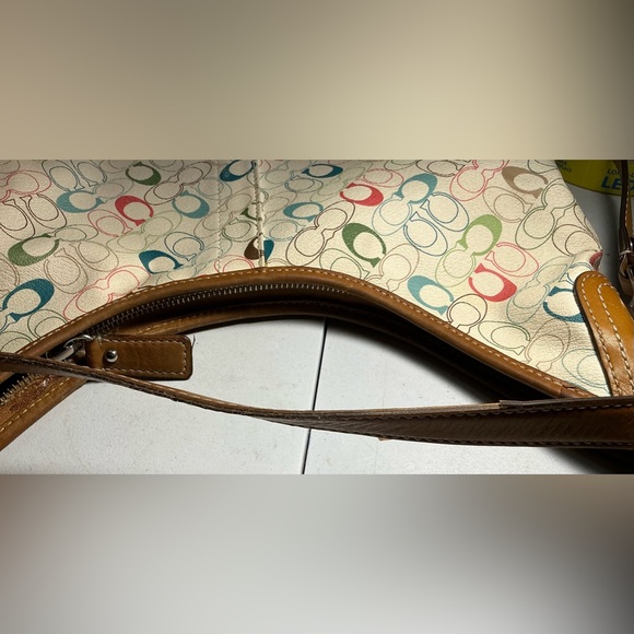 COACH 2 WAYS COATED CANVAS & LEATHER HOBO CROSS BODY SHOULDER HANDBAG - Picture 11 of 16